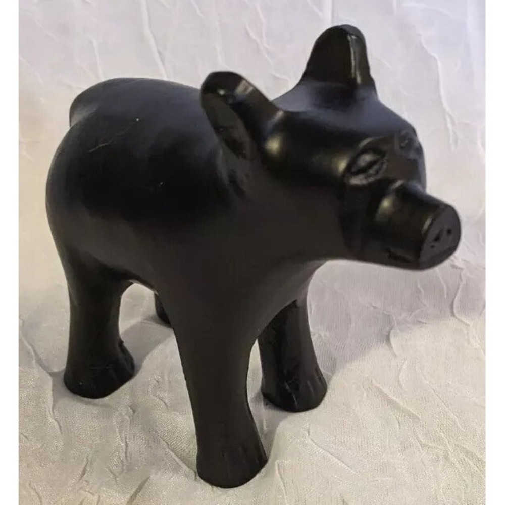 Cast Metal Bear Pig Figurine Cub Black Animal Carved Folk Art Forest Farm Fun 3" - Picture 11 of 15